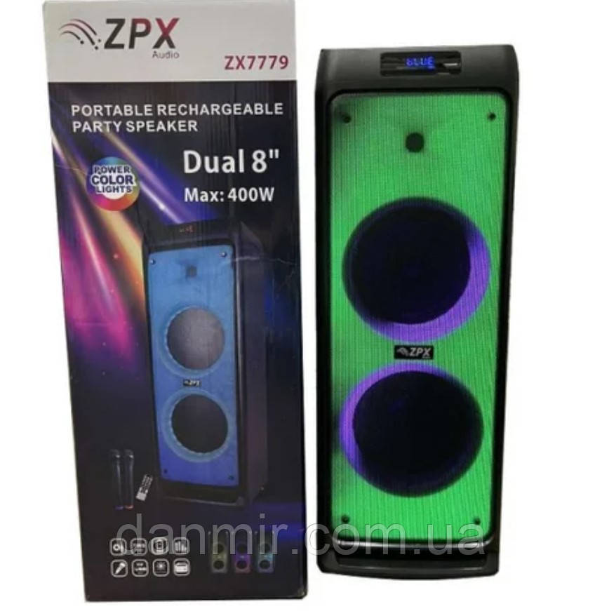 Портативна акустична система ZPX ZX-7779 з пультом і мікрофоном, фото 1
