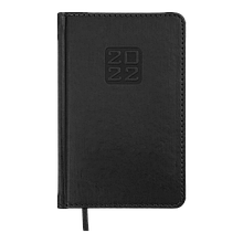 Щоденник датований 2022 BRAVO, A6,чорний, позов. шкіра/поролон
