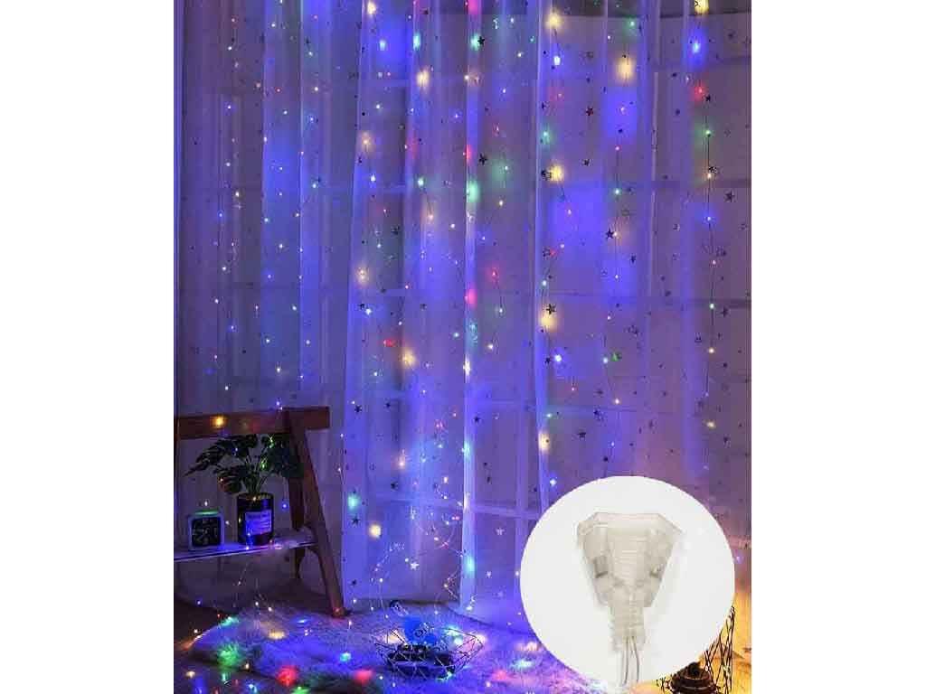 Гірлянда Штора-РОСА 200л. 3м*2м 8 режимів/зєднювач мульті 1938-01 ТМ КИТАЙ, фото 1