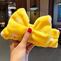 Жіноча пов'язка на голову Fashion RT27. Косметична пов'язка для фіксації волосся Жовта