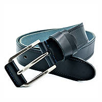 Мужской кожаный ремень Weatro пояс тёмно-синий Пряжка классическая 110-130 см (GT55_296564)
