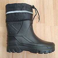 Мужские резиновые (пена) зимние утепленные полу сапоги. Черные тёплые ботинки Payas 43