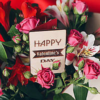 Открытка мини из дерева happy valentine`s day... для букетов