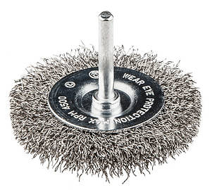 Щітка дискова MASTERTOOL з рифленого дроту 60 мм зі стрижнем 1/4" 19-9806