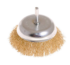 Щітка торцева MASTERTOOL з латунированной рифленого дроту 100 мм зі стрижнем 1/4" 19-7410