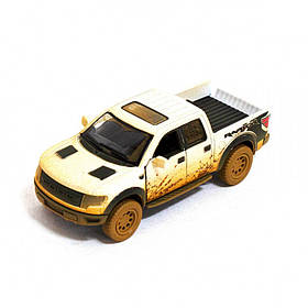 Машинка пікап Ford F-150 SVT Raptor-Supercrew Muddy Kinsmart KT5365WY інерційна, 1:46 Білий, Toyman