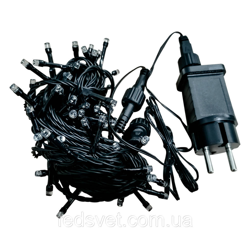 LED гірлянда VELMAX V-SSL, лінійна 10м, 100LED, 7500К, чорний кабель, IP65, фото 1