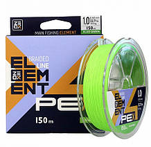 Шнур ZEOX Element PE X4 Fluo Green 150м #2.5/0,256 мм