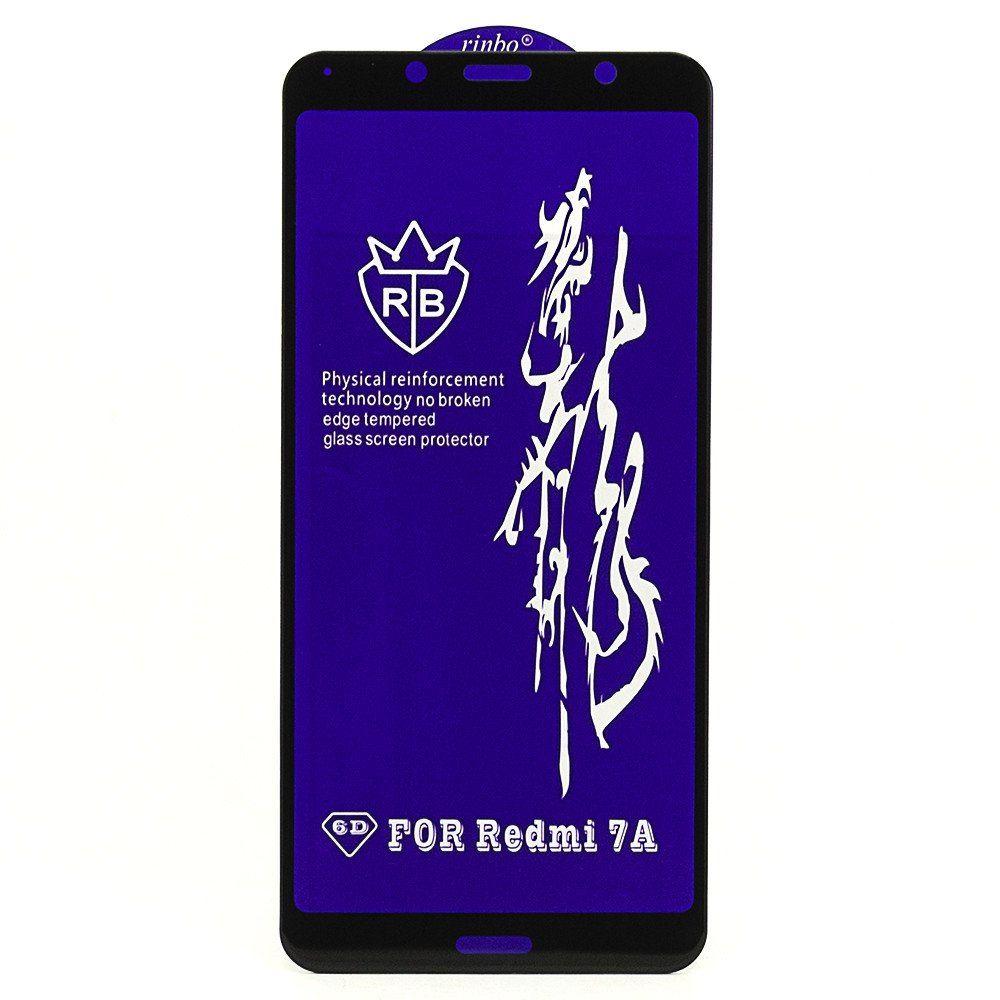 Захисне скло 6D Rinbo на весь екран для Xiaomi Redmi 7a чорне клей по всій поверхні