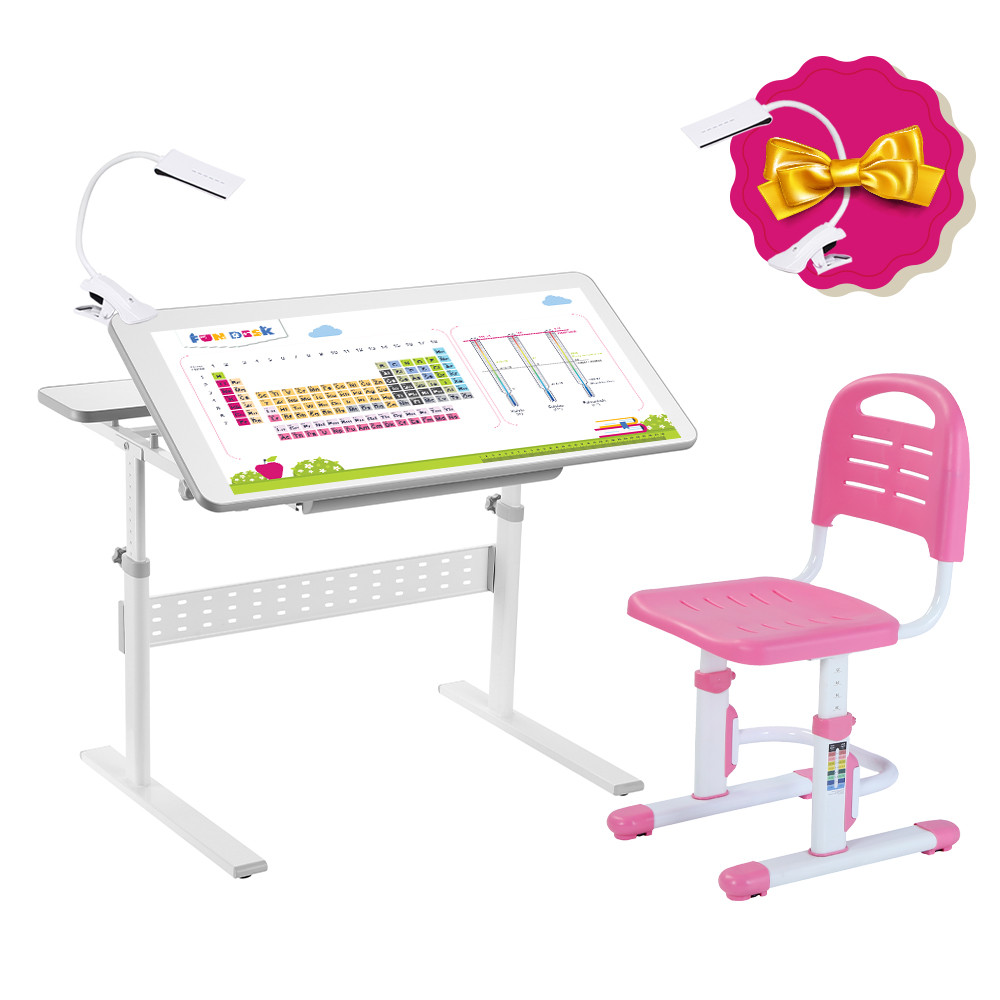 Комплект-трансформер Fundesk парта Colore Grey + стілець дитячий FunDesk SST3L Pink