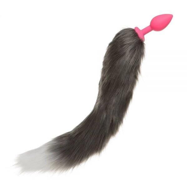 F61289 Анальная пробка Silicone с хвостом Енот, Raccoon Tail S