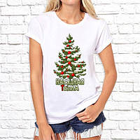 Женская футболка с новогодним принтом "Нарядная елка" Push IT