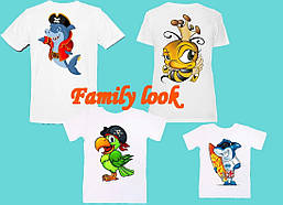 Футболки Фемілі Лук Family Look для всієї родини "Акули, папуга, бджола" Push IT