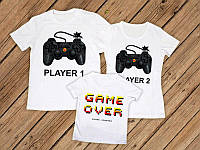 Футболки Фэмили Лук Family Look для всей семьи "Player 1. Player 2. Game over" Push IT