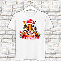 Футболка з новорічним принтом "Тигр у червоному светрі та новорічній шапці" Push IT