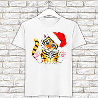 Футболка з новорічним принтом "Маленький тигреня в новорічному капелюсі" Push IT