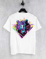 Футболка з новорічним принтом Тигр фіолетово-жовтий Push IT