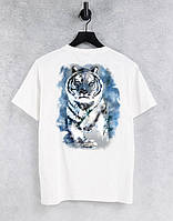Футболка з новорічним принтом Тигра у синьому тумані Push IT
