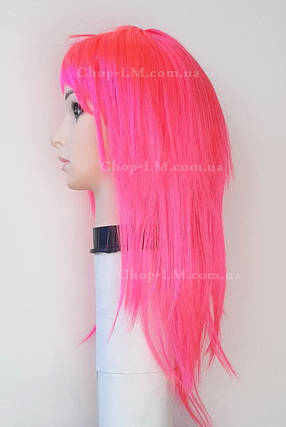 Перука рожевий карнавальний, прямий, фото 2