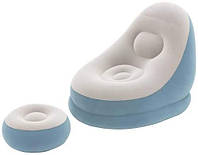 Надувное кресло Bestway 75053 Comfort Cruiser Inflate-A-Chair 122х94х81 см с пуфиком для ног 54х54х26 см коричневое