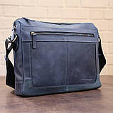 Ділова чоловіча шкіряна сумка на плече SHVIGEL 11249 Синя, фото 6