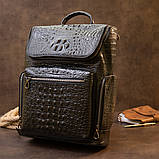 Рюкзак під рептилію шкіряний Vintage 20431 Чорний, фото 7