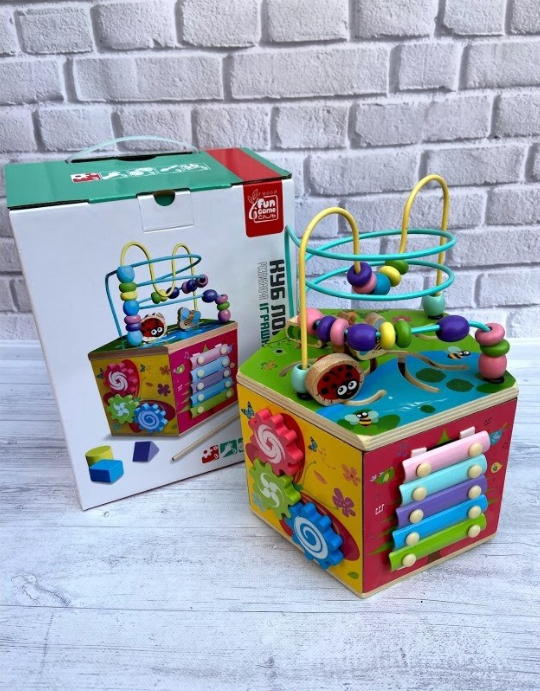 Дитяча дерев'яна іграшка Розвиває Логічне Куб 8 в 1 Fun Toys 18515, фото 1