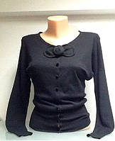 Кофта светр на ґудзиках чорна кашемірова для дівчинки підлітка