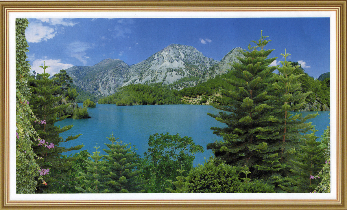 Фотообои, озеро, горы, деревья, Изумрудное озеро , 20 листов, размер 194х335 см - фото 2 - id-p234764309