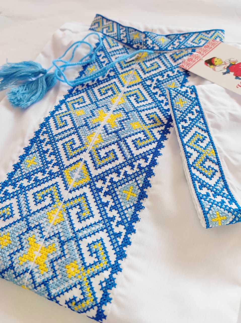 Вишиванка дитяча для хлопчика "Філіп" із синьою вишивкою, фото 1