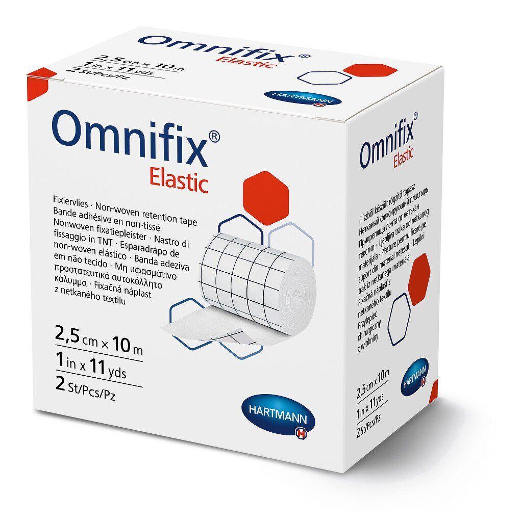 Пластир фіксуючий Omnifix Elastic 2.5см х 10м 2 шт на нетканій основі, фото 1