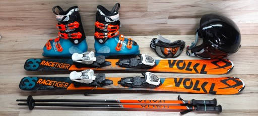 Комплект VOLKL лыжи 100 см, сапоги 21.5 см - размер 33, шлем, палки, очки домовичок тулс, фото 2