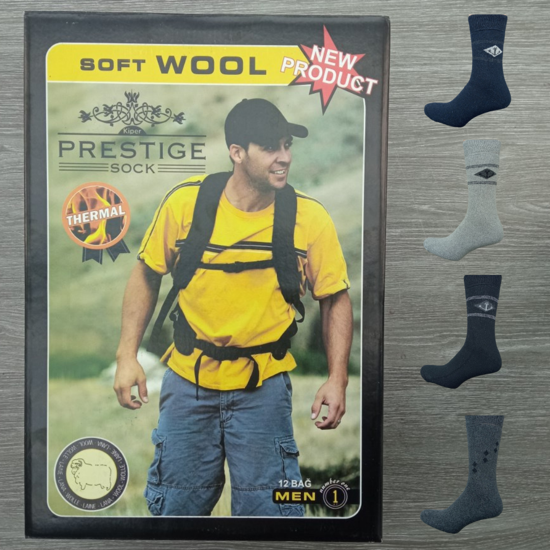 Шкарпетки чоловічі зимові високі Шерсть з махрою ТЕРМО PRESTIGE 40-44 р. асорті в коробці 30033186, фото 1