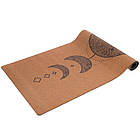 Коврик для йоги корковий каучуковий з принтом Rocord FI-7156-9 1,83x0,61x4м коричневий, фото 2