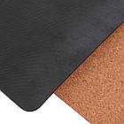 Коврик для йоги корковий каучуковий з принтом Rocord FI-7156-9 1,83x0,61x4м коричневий, фото 4