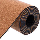 Коврик для йоги корковий каучуковий з принтом Rocord FI-7156-9 1,83x0,61x4м коричневий, фото 5