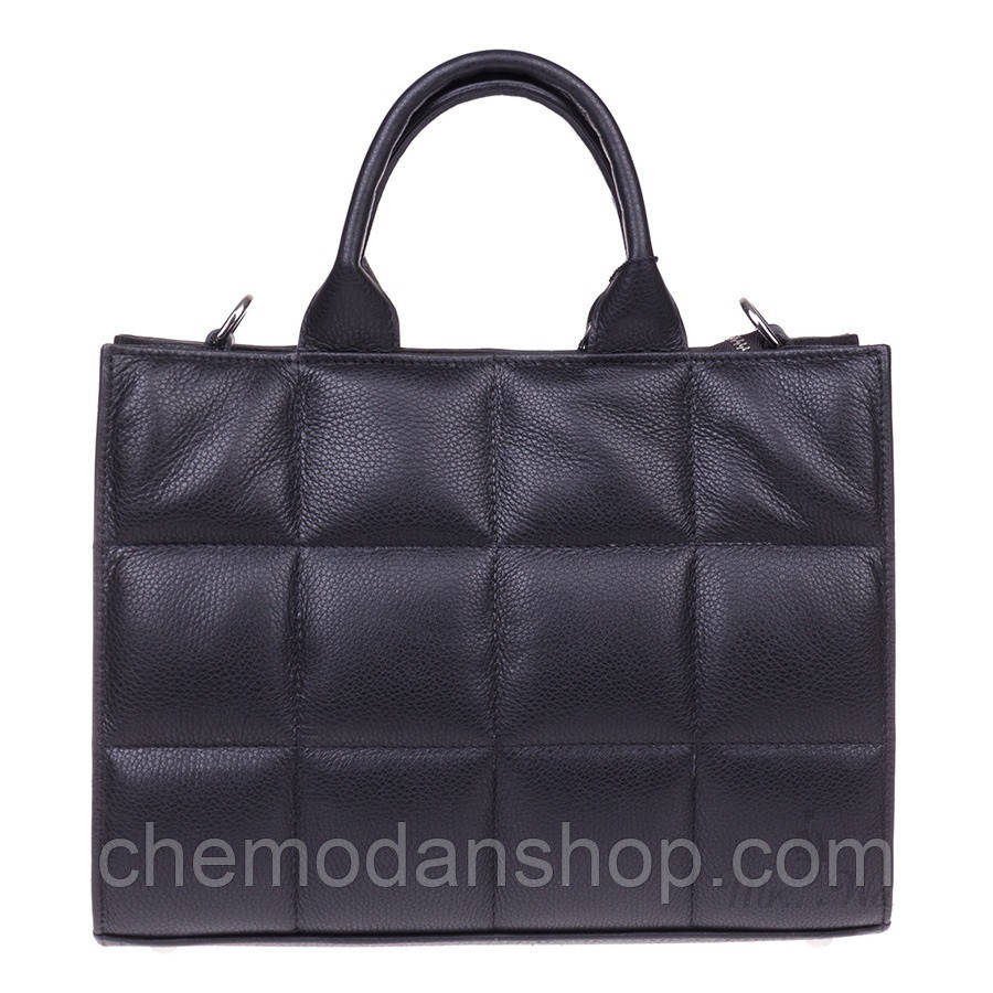 Сумка Assa 960 жіноча шкіряна стьобана дута чорна