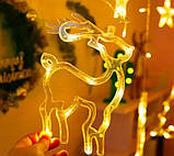 Світлодіодна гірлянда штора з формами дзвіночок, ялинка, олень 12 PCS light, фото 7