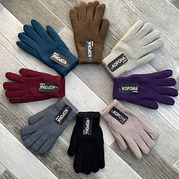 Рукавички жіночі вовняні подвійні з начосом Корона, асорті, 7078
