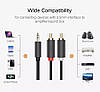 Кабель аудіо UGREEN 3.5 mm to 2RCA стерео розгалужувач PVC 1М Grey (AV102), фото 5