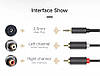 Кабель аудіо UGREEN 3.5 mm to 2RCA стерео розгалужувач PVC 1М Grey (AV102), фото 4
