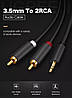 Кабель аудіо UGREEN 3.5 mm to 2RCA стерео розгалужувач PVC 1М Grey (AV102), фото 3