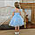 Ошатне плаття синєElegant blue snowflake dress, фото 3