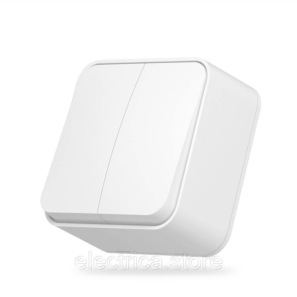 Вимикач накладний двоклавішний білий VIDEX BINERA VF-BNS12-W, фото 1