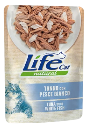 Консерва для котів класу холистик LifeCat (tuna with whitebait 70g,ЛайфКет 70гр Тунець з білою рибою