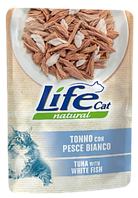 Консерва для котів класу холистик LifeCat (tuna with whitebait 70g,ЛайфКет 70гр Тунець з білою рибою