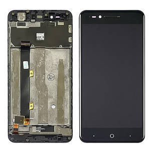 Дисплей (lcd екран) для ZTE Blade A610/ V6 Max з чорним тачскріном і корпусних рамкою, фото 2