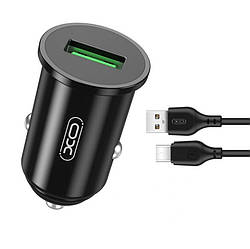 Автомобільний зарядний пристрій з кабелем Lightning Apple iPhone XO TZ12 |QC3.0, 3A| Чорний