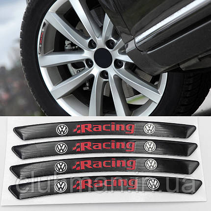 Наклейки на колеса VW (Фольцваген) Racing Чорні, фото 2