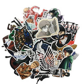 Набір Стікерів Атака Титанів - 42 шт, Стікер Пак з Вінілових Наклейок на скейт, телефон, ноут